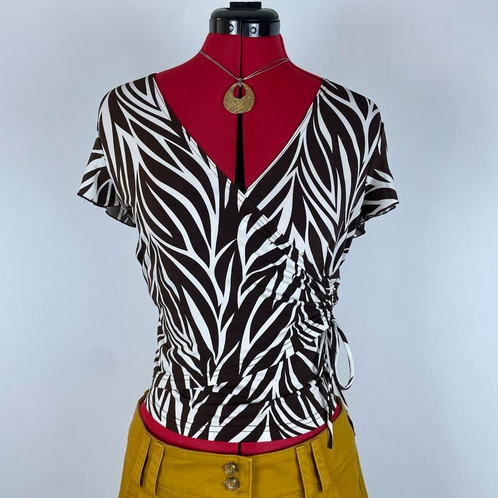 Y2K Zebra Print Wrap Style Top
